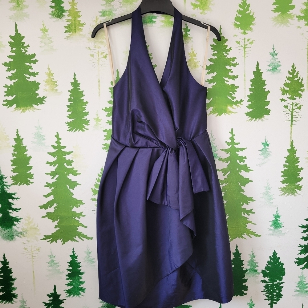 Halston Haritage Bow and Pocket Halter Top Cocktail Dress.